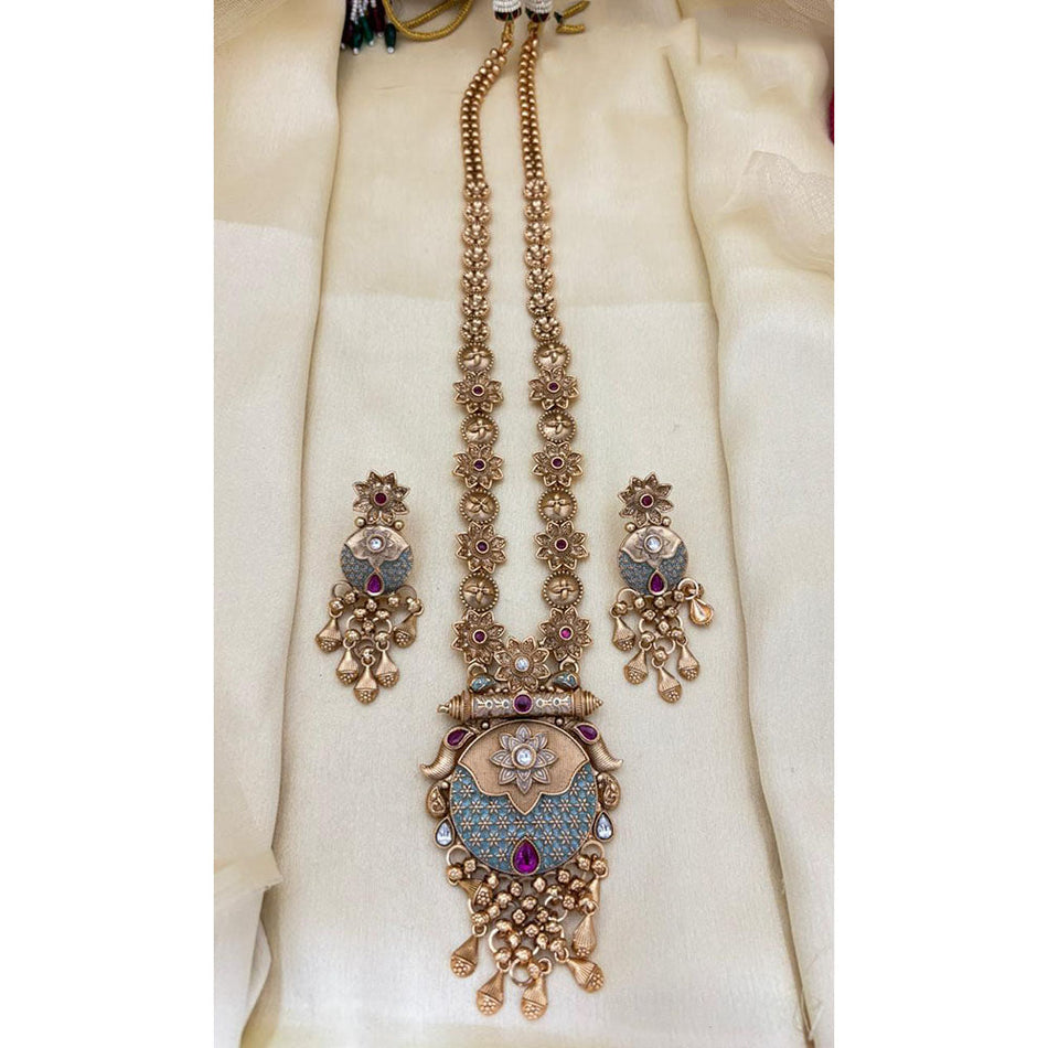 Floral Meenakari Earrings in Silver Tone | Bridal Jewellery India
