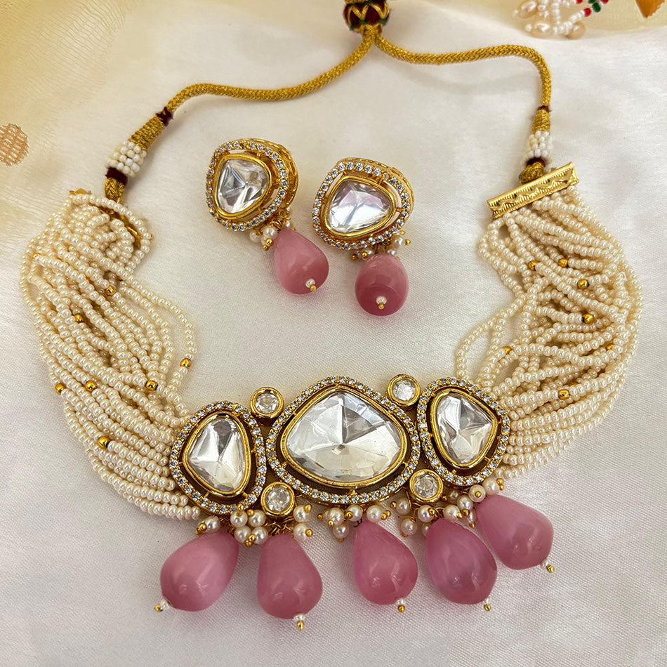 Kundan Choker Necklace in Gold Plated | Bridal Jewellery India