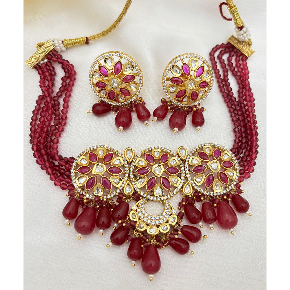 Heavy Look Kundan Choker in Polki Beads | Bridal Jewellery India