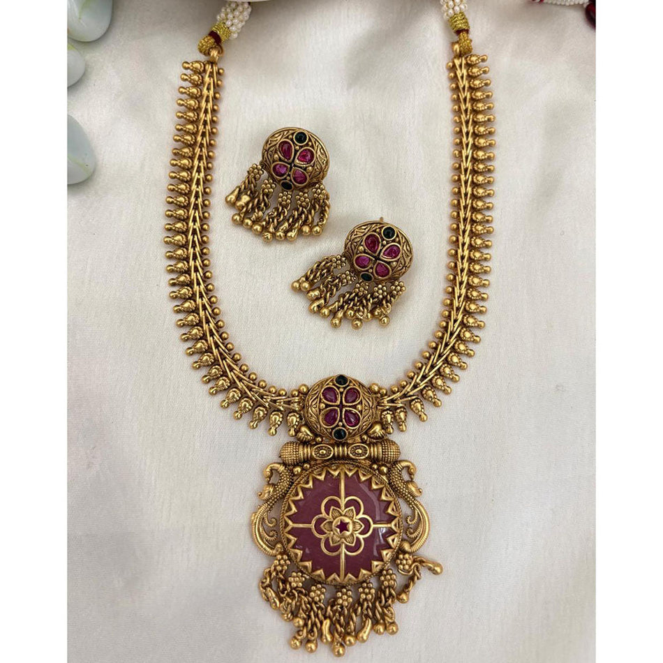 Pota Stone Necklace in  Gold Plated | Bridal Jewellery India
