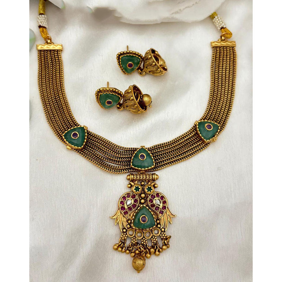 Designer Pota Stone   Pearl Necklace for Occasion | Bridal Jewellery India