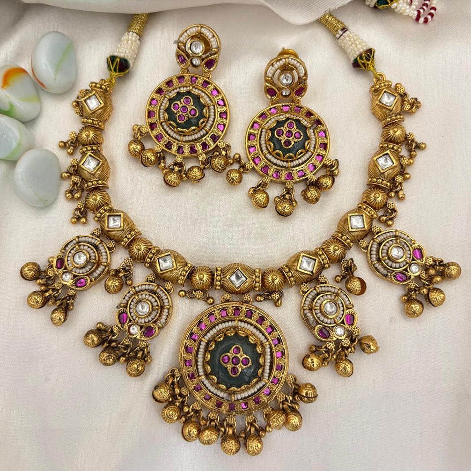 Designer Pota Stone Pearl Necklace for Occasion | Bridal Jewellery India