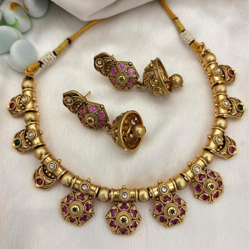 Pota Stone   Pearl Necklace in Sterling Silver | Bridal Jewellery India