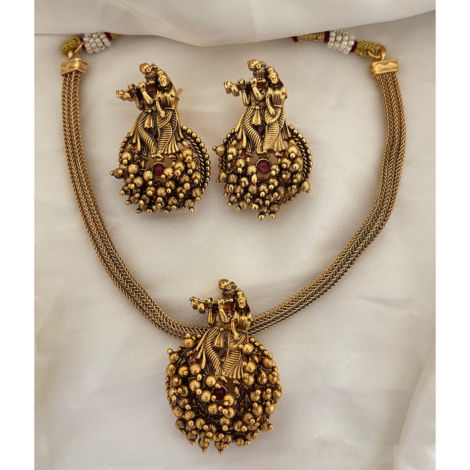 Ethnic Pota Necklace in Gold Plated | Bridal Jewellery India