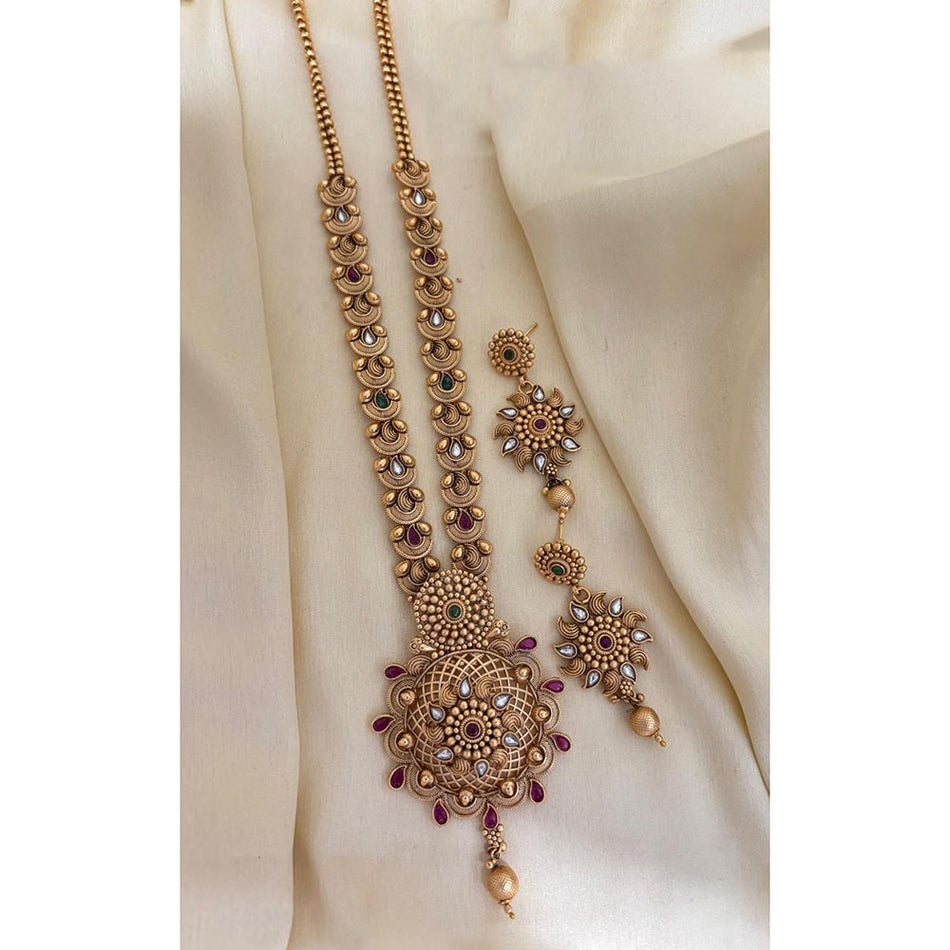 Ethnic Pota Necklace in Gold Plated | Bridal Jewellery India