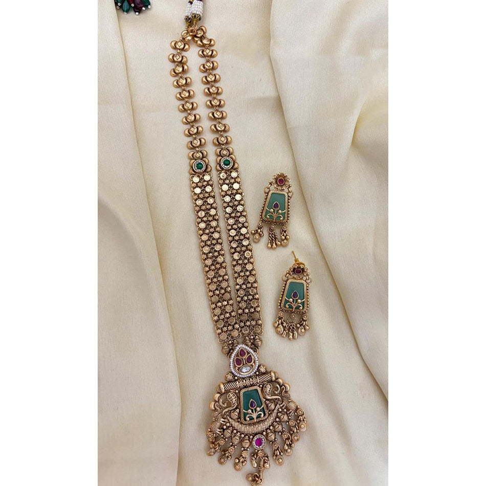 Ethnic Gold Plated Pota Necklace with Pearls | Bridal Jewellery India