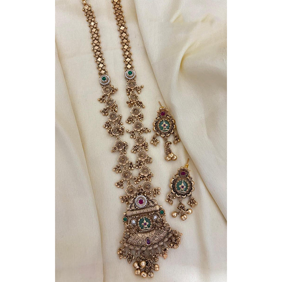 Ethnic Pota Stone Necklace in Gold Plated | Bridal Jewellery India
