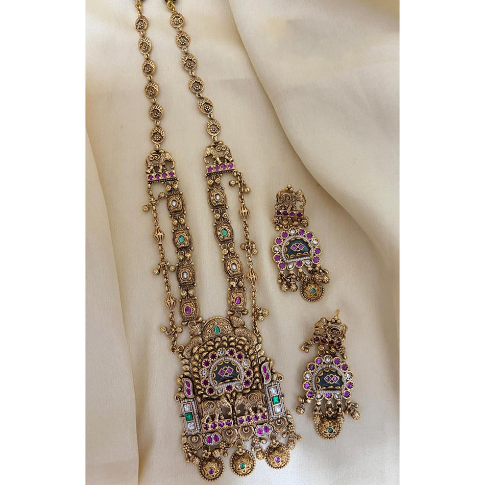 Ethnic Pota Stone Pearl Necklace | Bridal Jewellery India