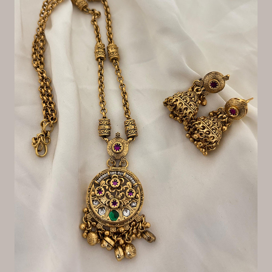 Pearl Long Necklace in Gold Tone | Bridal Jewellery India