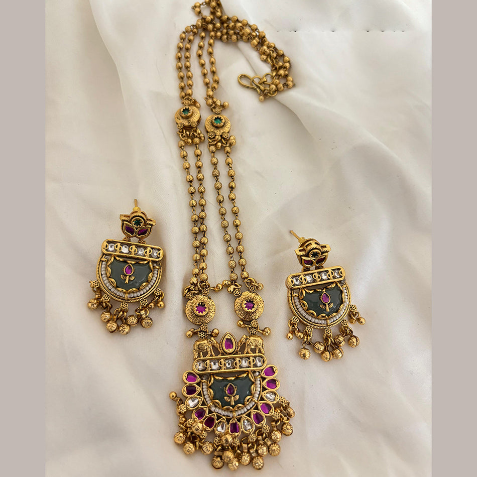 Pearl Drop Necklace in White Gold Plated | Bridal Jewellery India