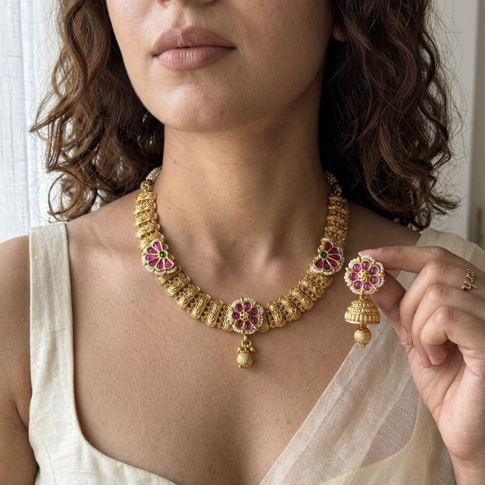 Rose Gold Plated Pendant Necklace for Occasion | Bridal Jewellery India