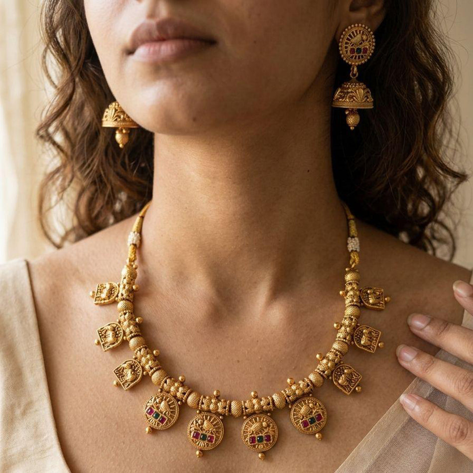 Pota Stone Beads   Pearl Necklace in Sterling Silver | Bridal Jewellery India