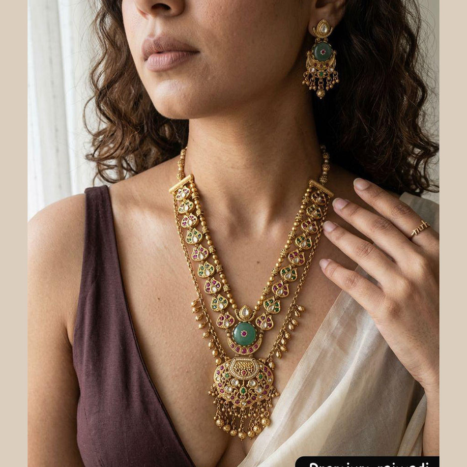 Pota Stone and Pearl Choker in 14K Gold Plated | Bridal Jewellery India