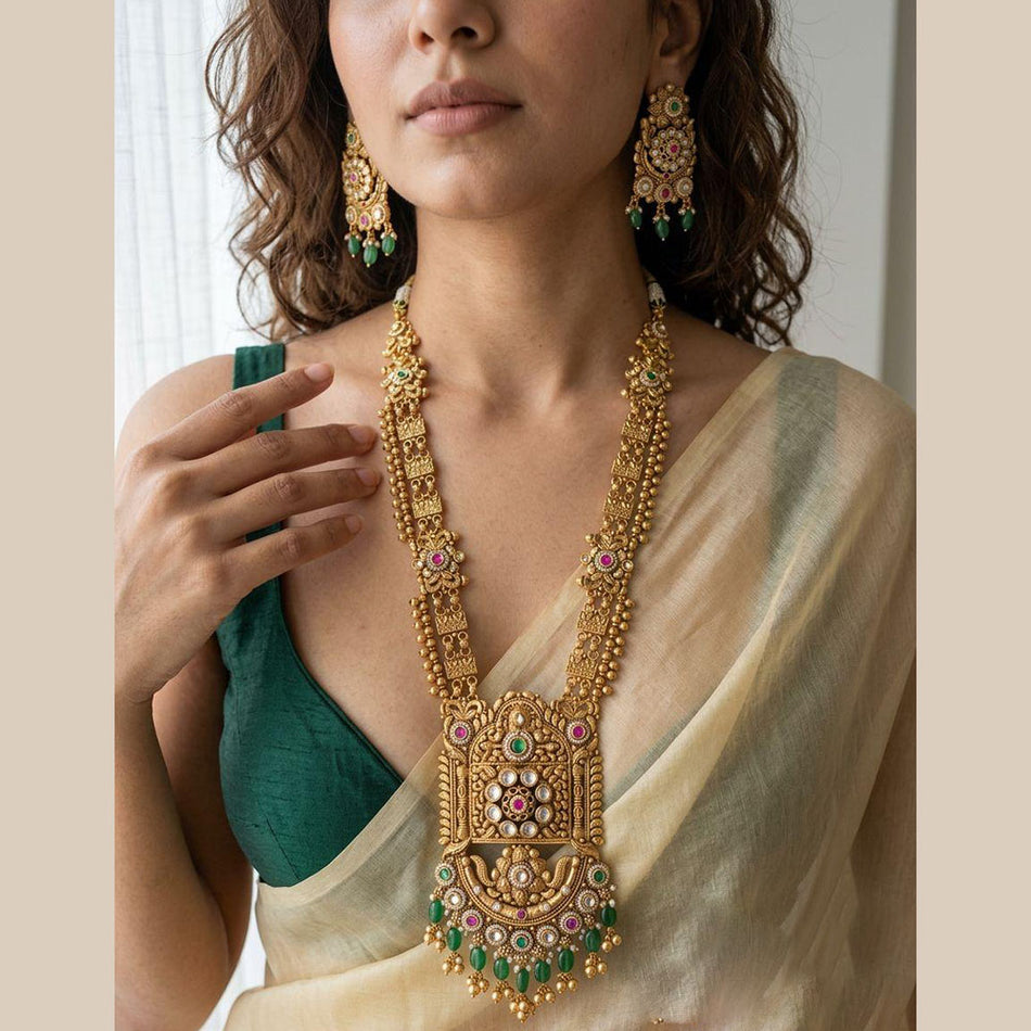Pota Stone   Pearl Necklace in Sterling Silver | Bridal Jewellery India