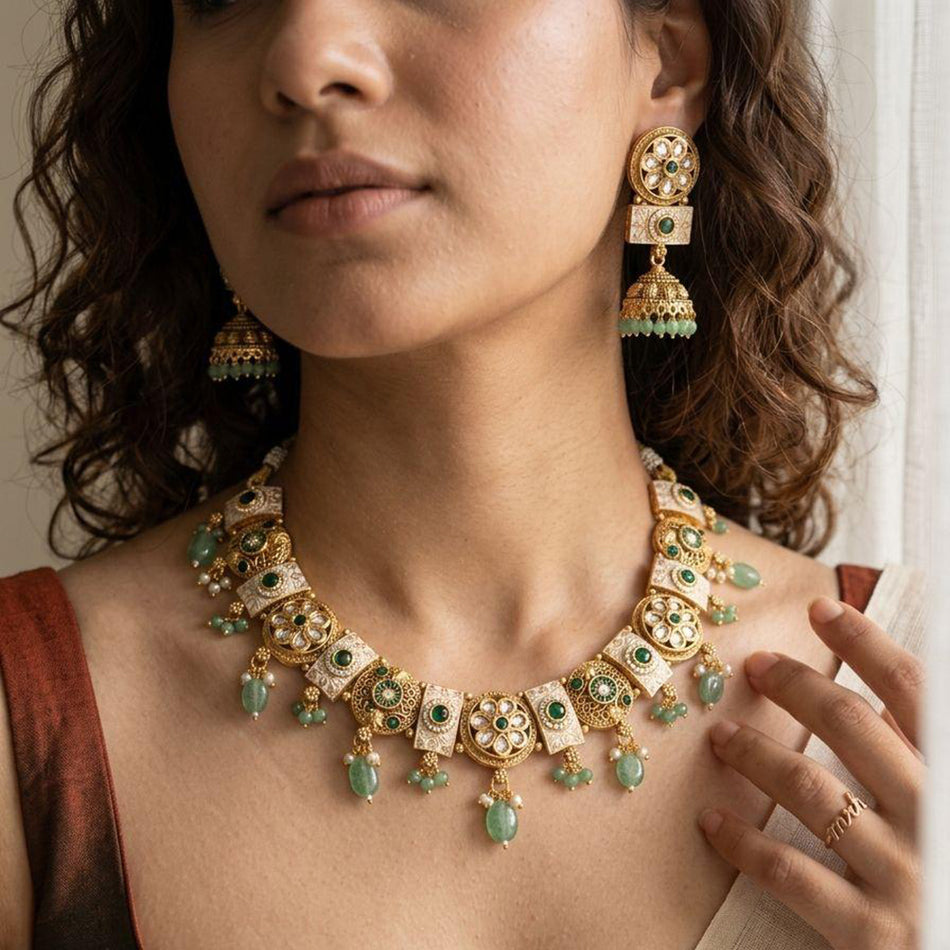 Meenakari Necklace in 14K Gold Plated for Bridal | Bridal Jewellery India