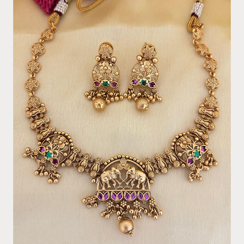 Pota Stone and Pearl Necklace in Sterling Silver | Bridal Jewellery India