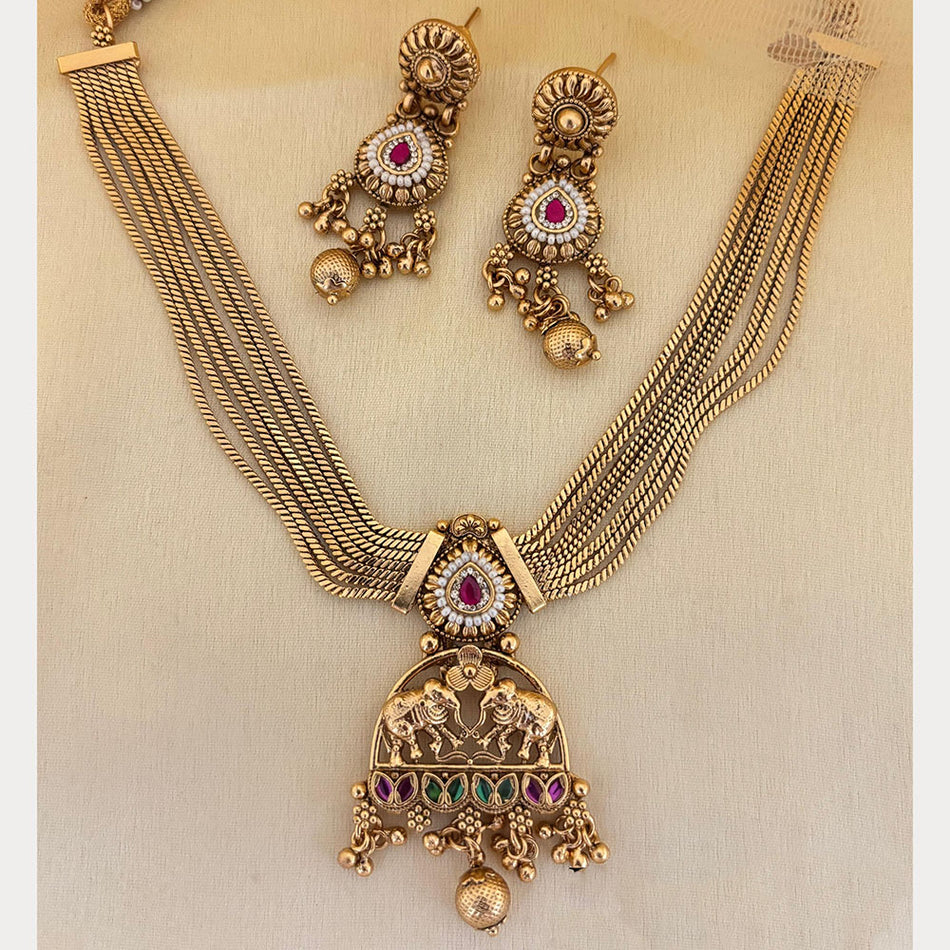 Pota Stone   Pearl Necklace in Sterling Silver | Bridal Jewellery India