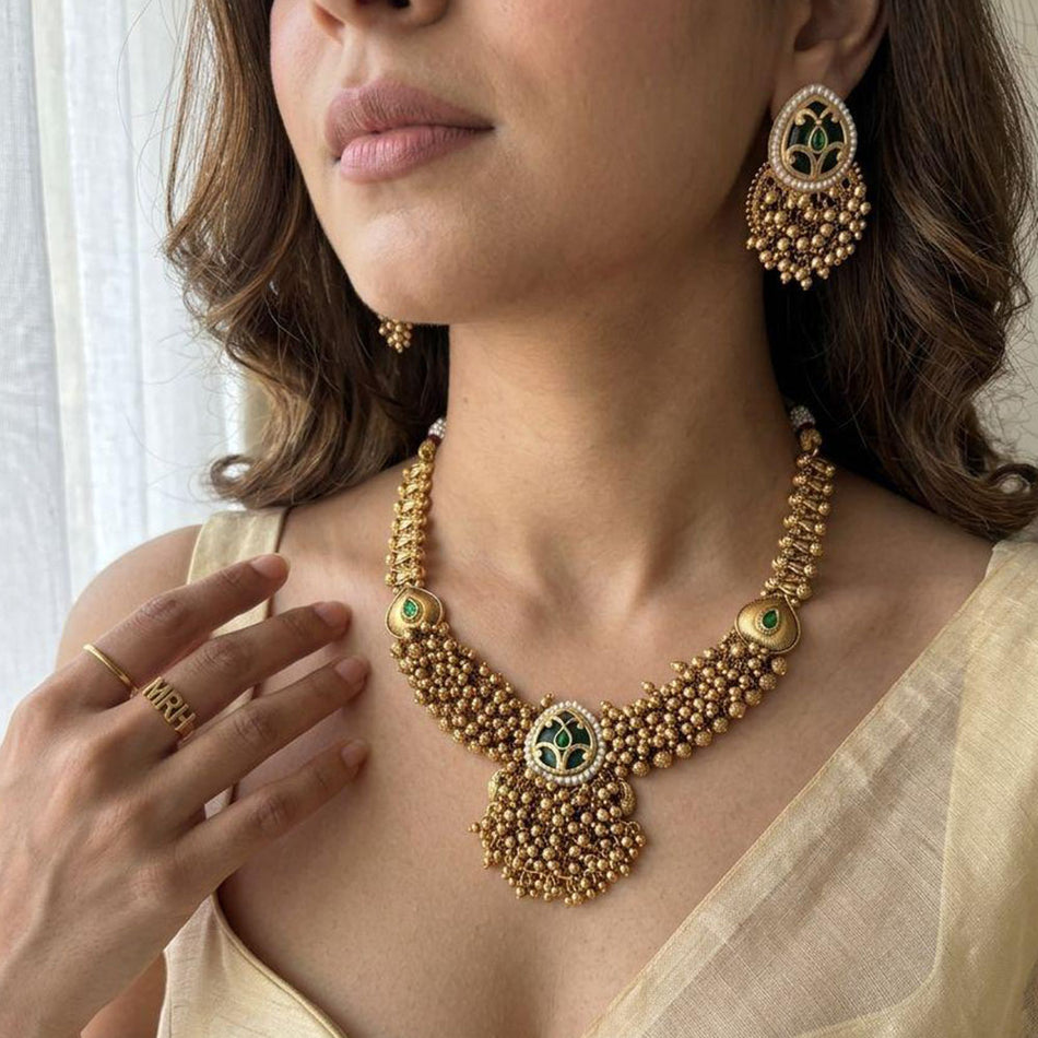 Pota Stone Choker in Sterling Silver | Bridal Jewellery India