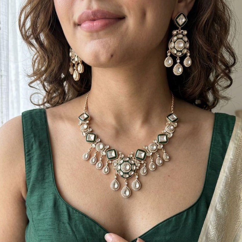 Kundan Necklace in  Gold Plated | Bridal Jewellery India