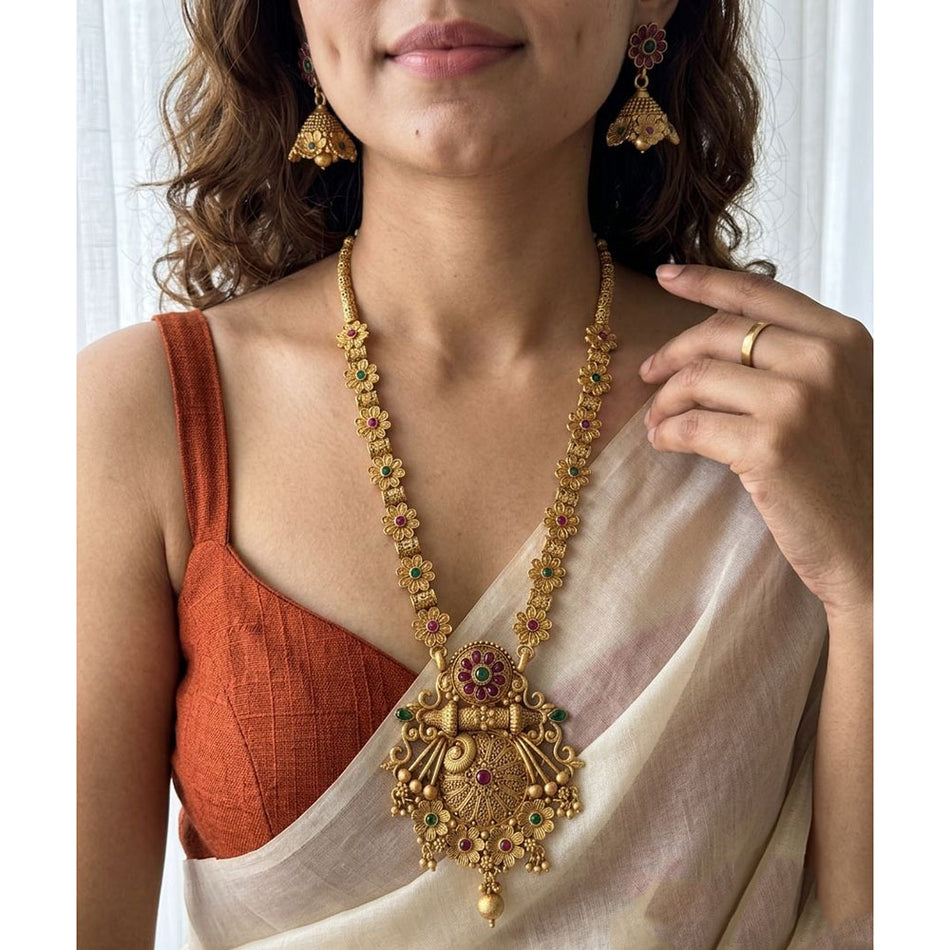 Rose Gold Plated Pota Stone Choker Necklace | Bridal Jewellery India