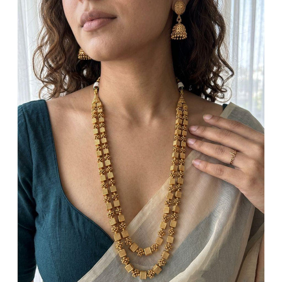 Double Layer Necklace in Sterling Silver | Bridal Jewellery India