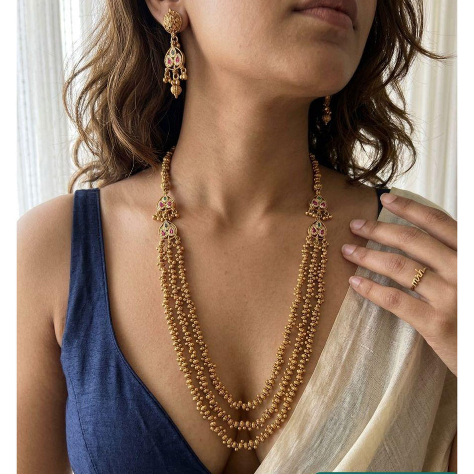 Rose Gold Plated Layered Necklace for Bridal Wear | Bridal Jewellery India