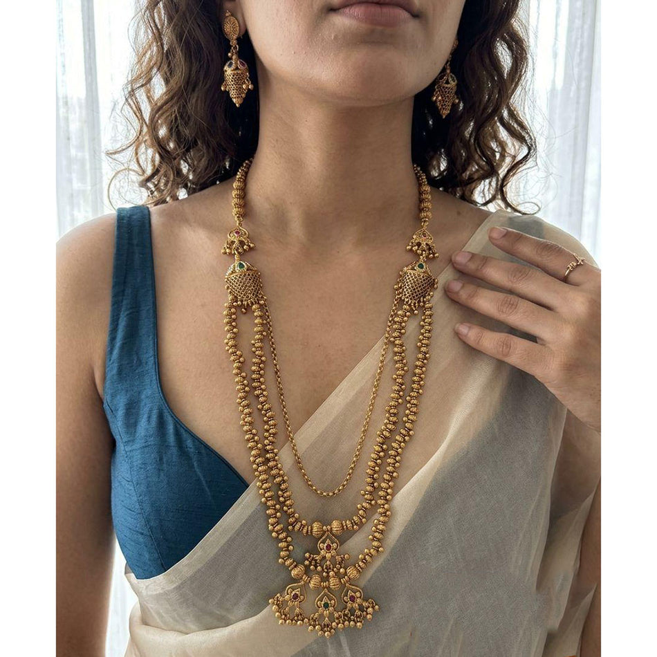 Layered Chain Necklace in Sterling Silver | Bridal Jewellery India