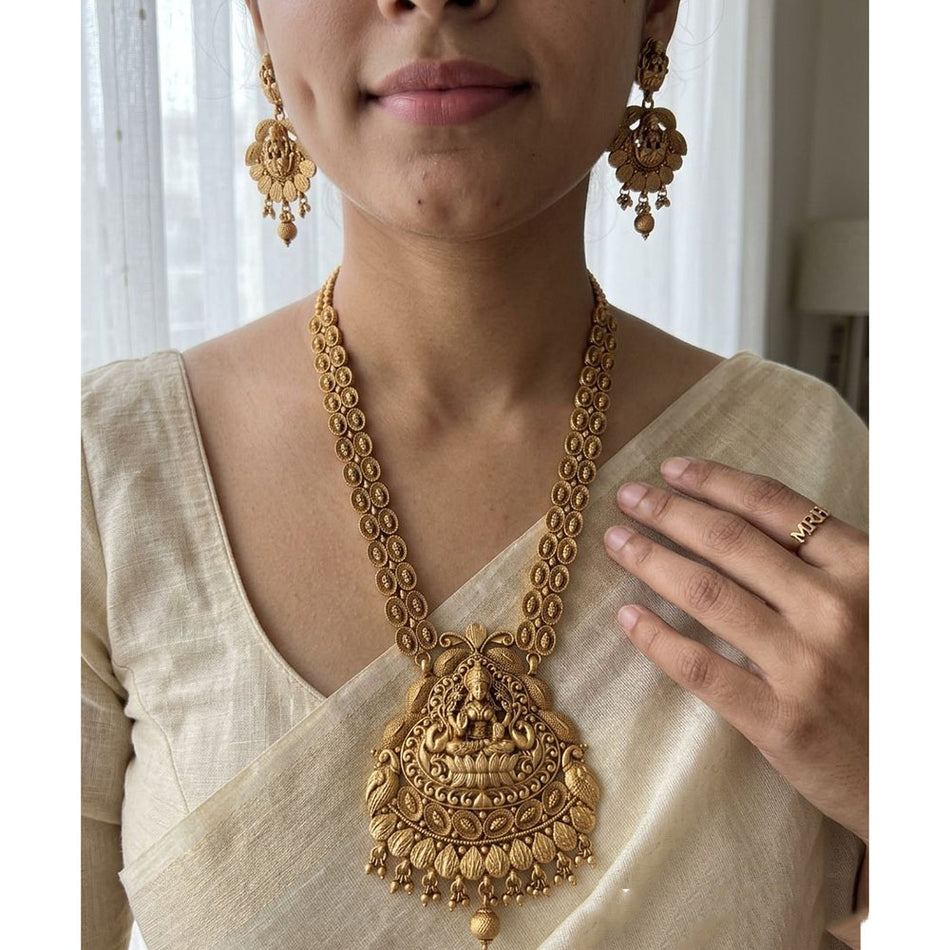 Pearl Temple Necklace in Rose Gold Plated | Bridal Jewellery India