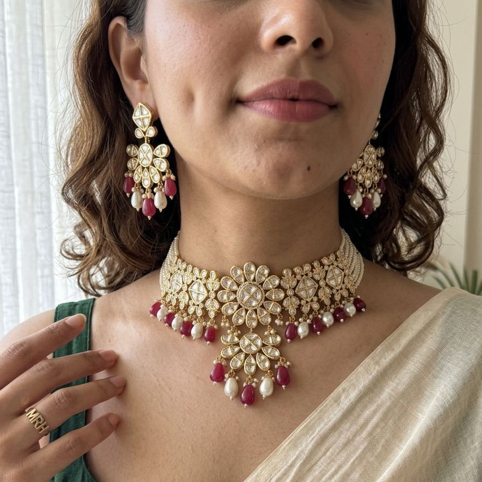 Kundan Choker Necklace in Gold Tone for Bridal Wear | Bridal Jewellery India