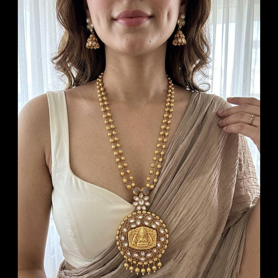Pota Stone   Pearl Necklace in Silver | Bridal Jewellery India
