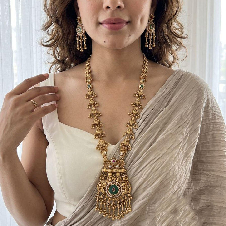Pota Stone   Pearl Necklace in Sterling Silver | Bridal Jewellery India