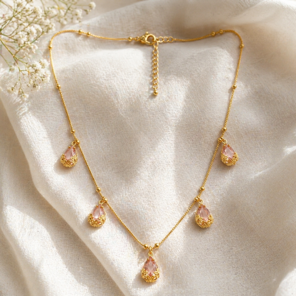 Gold Plated Drop Necklace for Women | Bridal Jewellery India