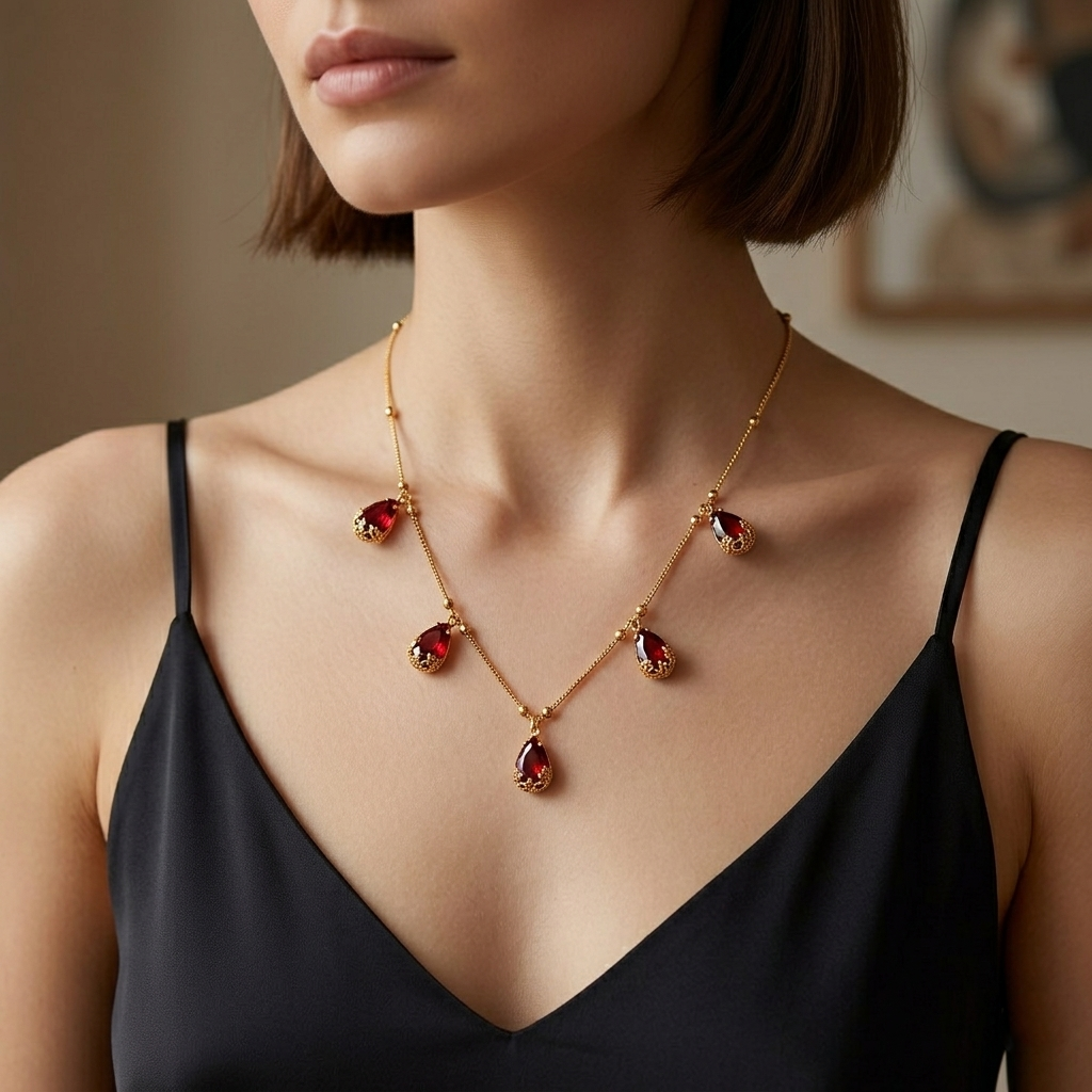 Gold Plated Multi Drop Necklace Set | Bridal Jewellery India