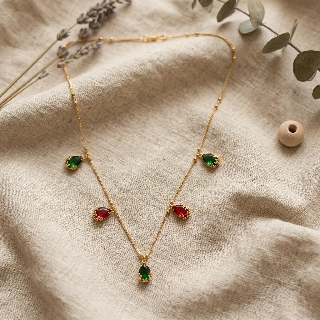 Gold Plated Teardrop Necklace for Occasion | Bridal Jewellery India