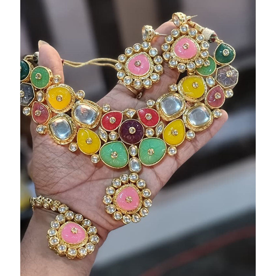 Kundan Choker Necklace in Gold Plated | Bridal Jewellery India