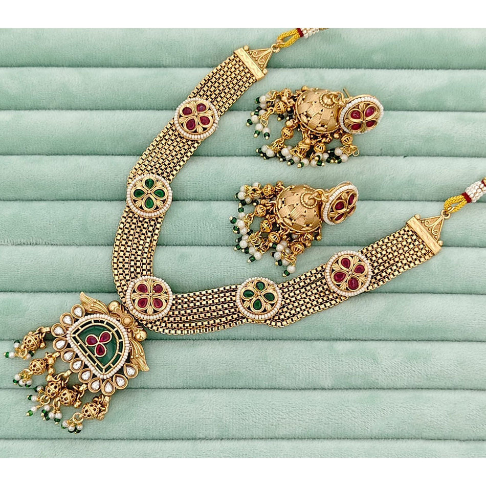 Regal Pota Necklace in Gold Plated | Bridal Jewellery India