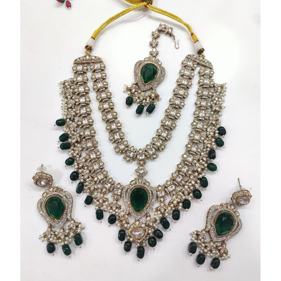 Kundan Stone Necklace in Rose Gold Plated | Bridal Jewellery India