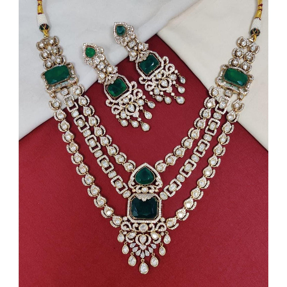 Kundan Necklace in Gold Plated with Polki Stones | Bridal Jewellery India