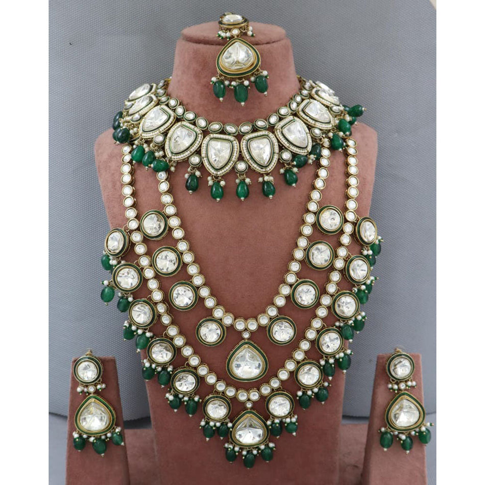 Royal Kundan Necklace in Gold Plated   Pearl | Bridal Jewellery India