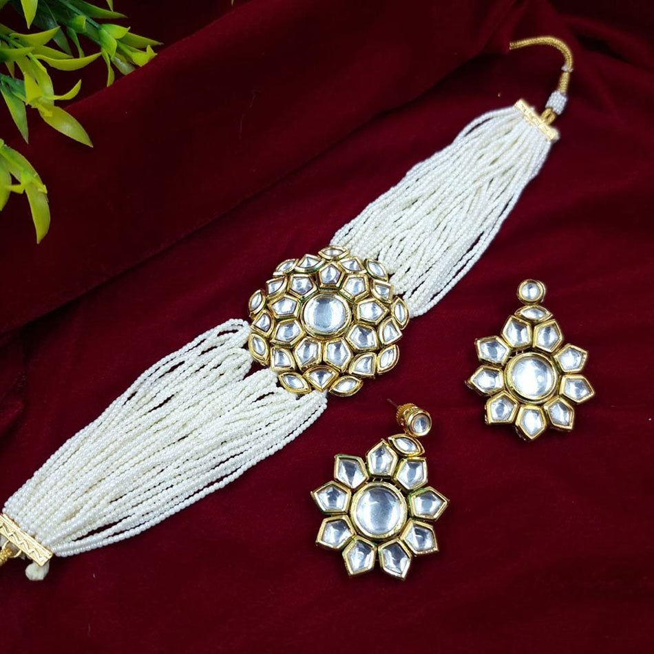 Kundan Choker in Gold Plated with Pearls | Bridal Jewellery India