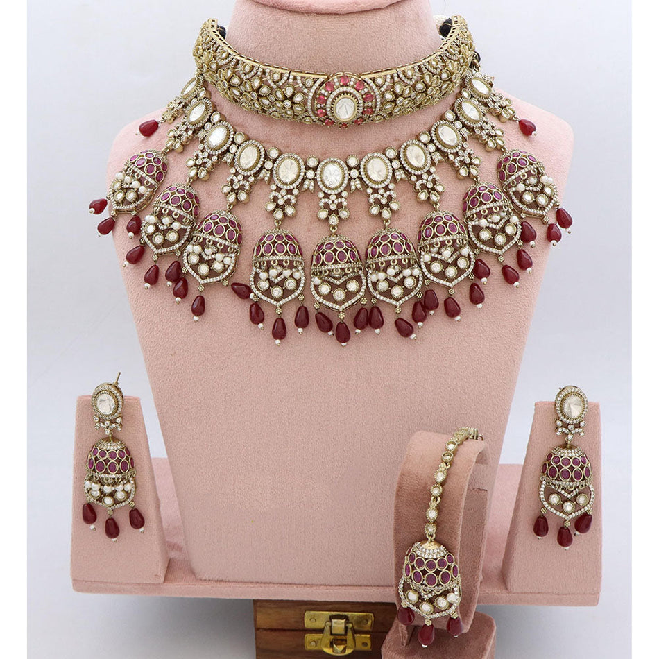 Kundan Choker Necklace in Gold Plated | Bridal Jewellery India