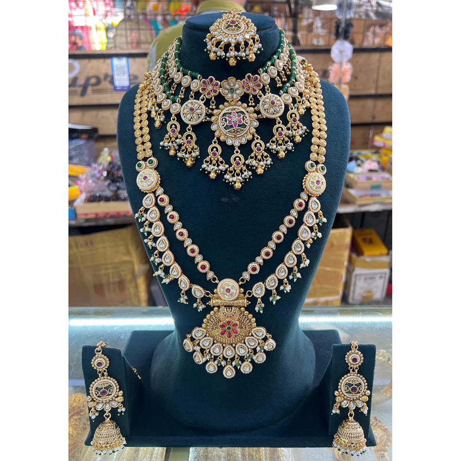 Double Necklace in 925 Silver with Pearls | Bridal Jewellery India