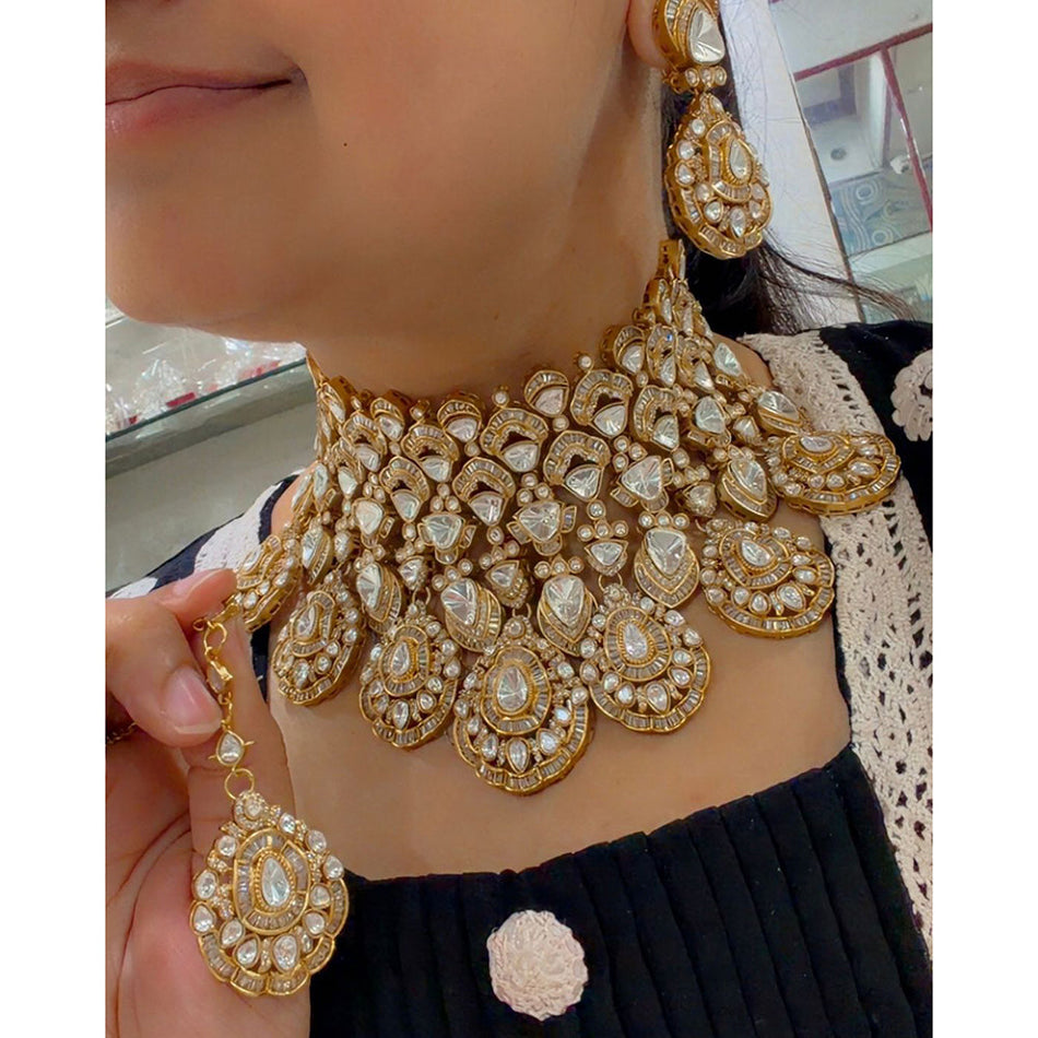 Kundan Choker Necklace in Gold Plated | Bridal Jewellery India