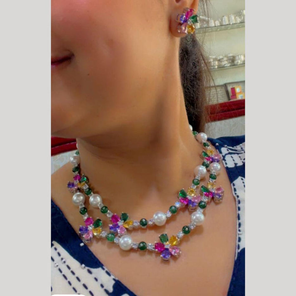 Rose Gold Plated Charm Necklace for Bride | Bridal Jewellery India