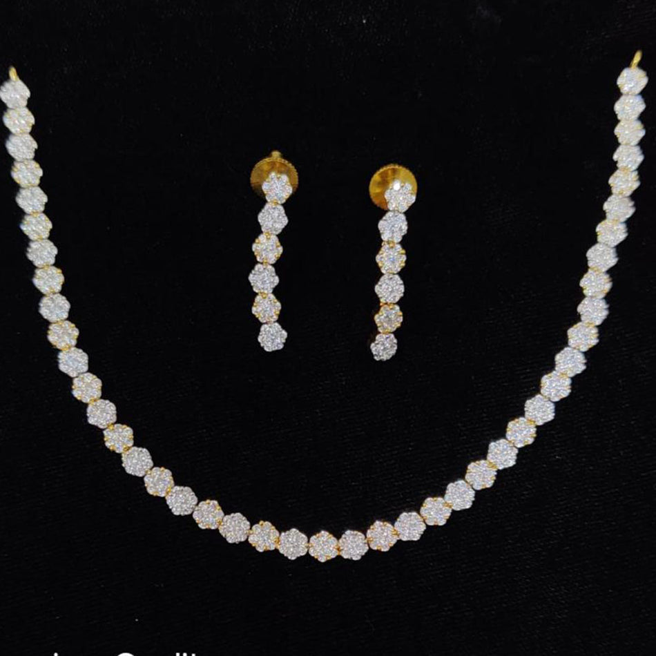 Crystal Stone Necklace in Oxidised Silver | Bridal Jewellery India