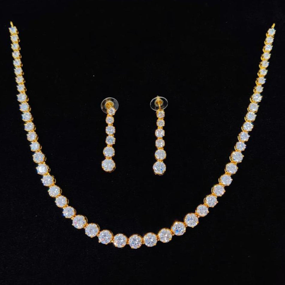 Crystal Stone Necklace in Gold Plated | Bridal Jewellery India