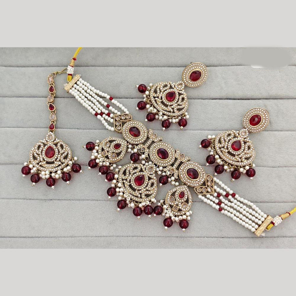 Heritage Crystal Choker in Gold Plated | Bridal Jewellery India