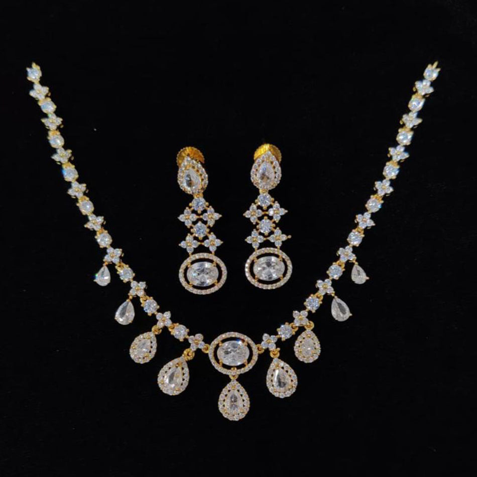 Heritage Crystal Rose Gold Plated Necklace Set | Bridal Jewellery India