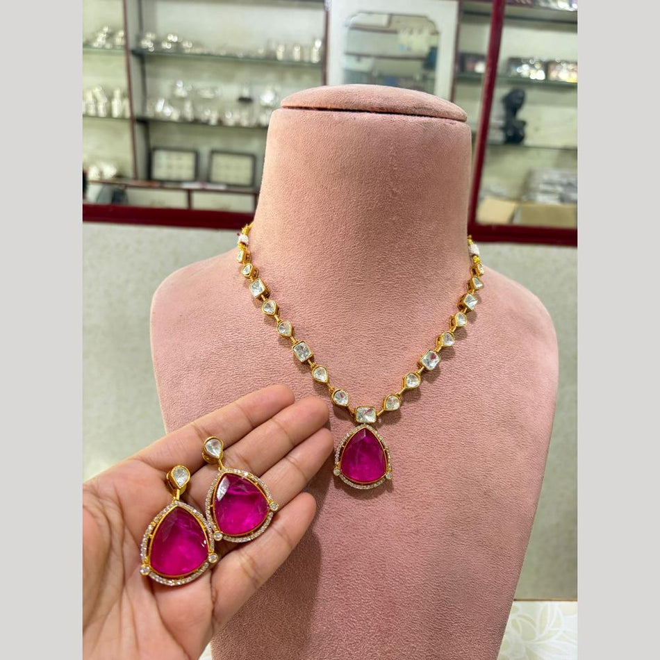 Kundan Necklace in Sterling Silver with Polki Stones | Bridal Jewellery India
