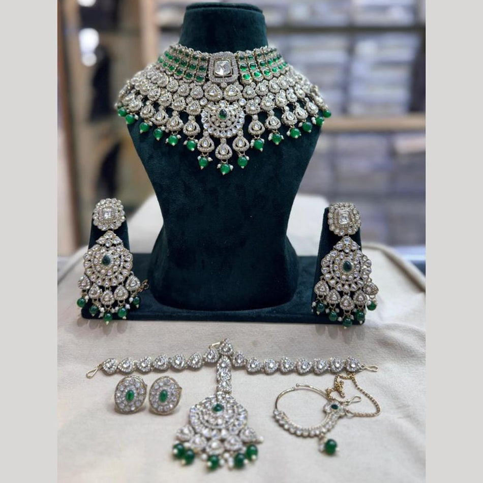 Crystal Stone and Austrian Necklace Set | Bridal Jewellery India